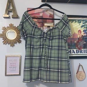 Off The shoulder Flannel Top